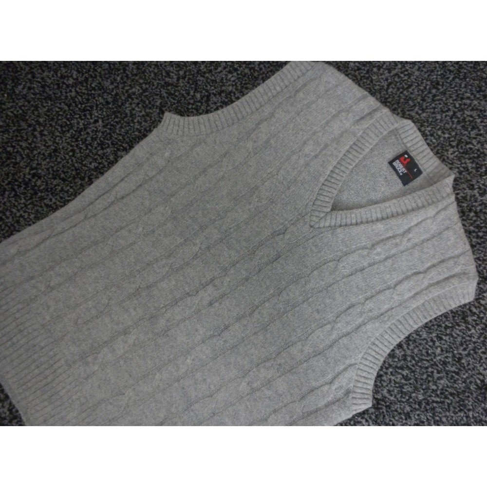 Vintage ILGWU Robert Bruce‎ Sweater Vest L Gray Wool Knit Old Money Grandpacore